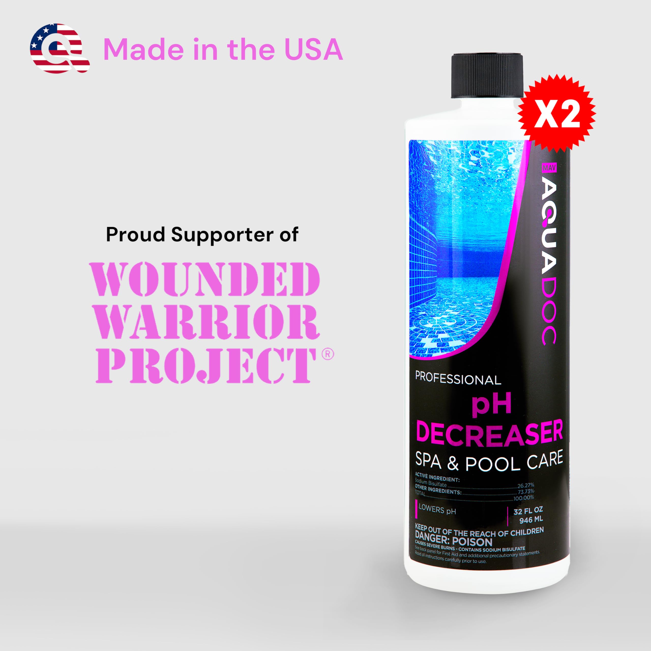 AquaDoc liquid pour into spa water for balanced pH.