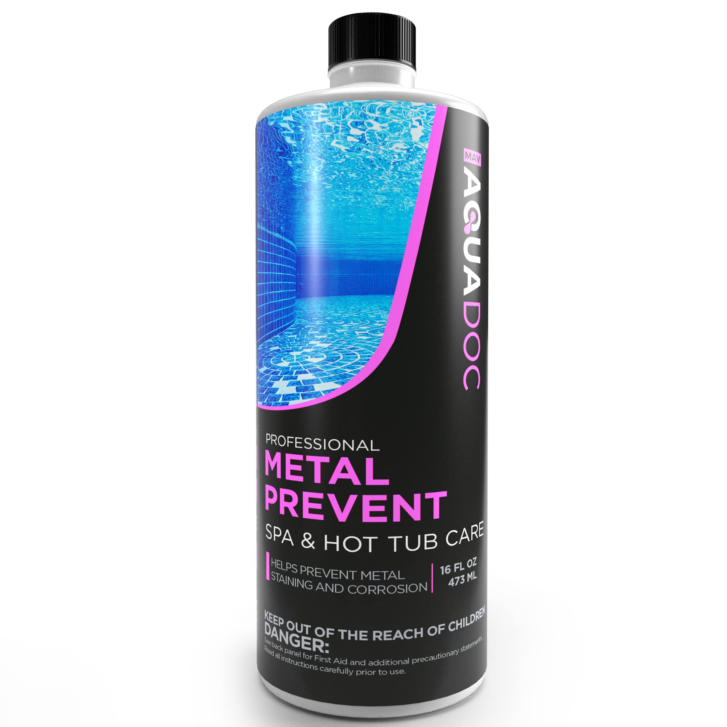 MAV AquaDoc spa metal control bottle ready to prevent metal stains