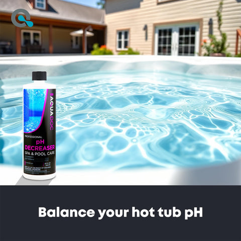 AquaDoc spa pH down being poured to adjust balance