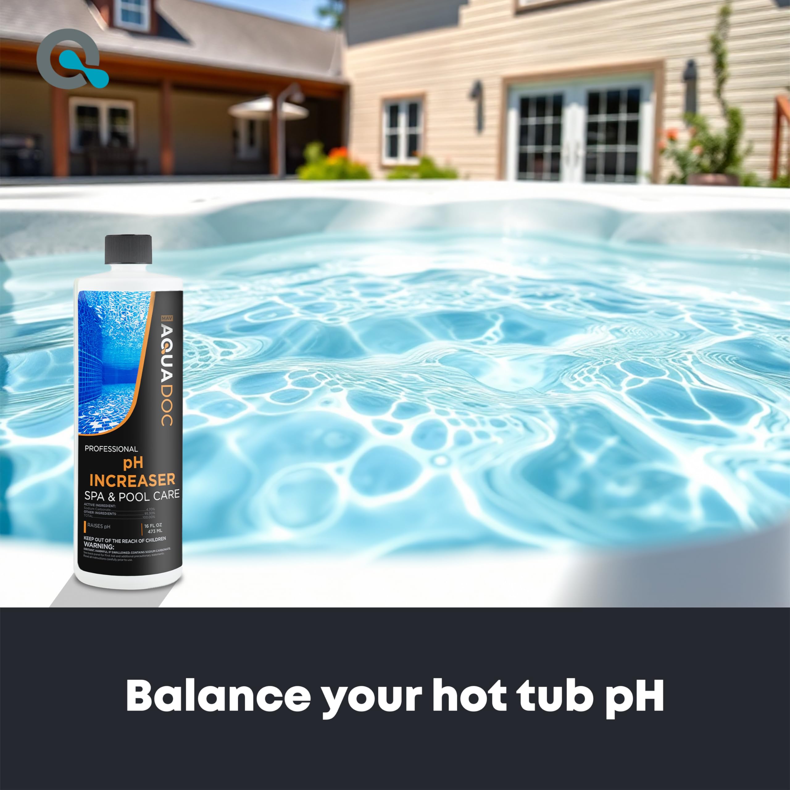 Pouring AquaDoc Spa pH Up into the tub for easy balancing.