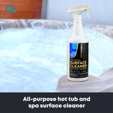 MAV AquaDoc spa surface cleaner on spa walls reduces grime