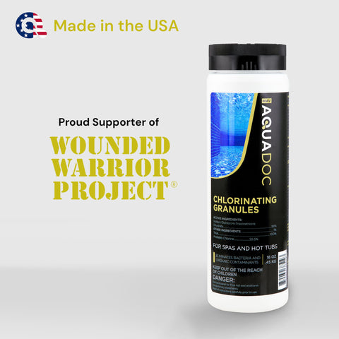 MAV AquaDoc dissolving granules in water for fast-acting spa sanitation