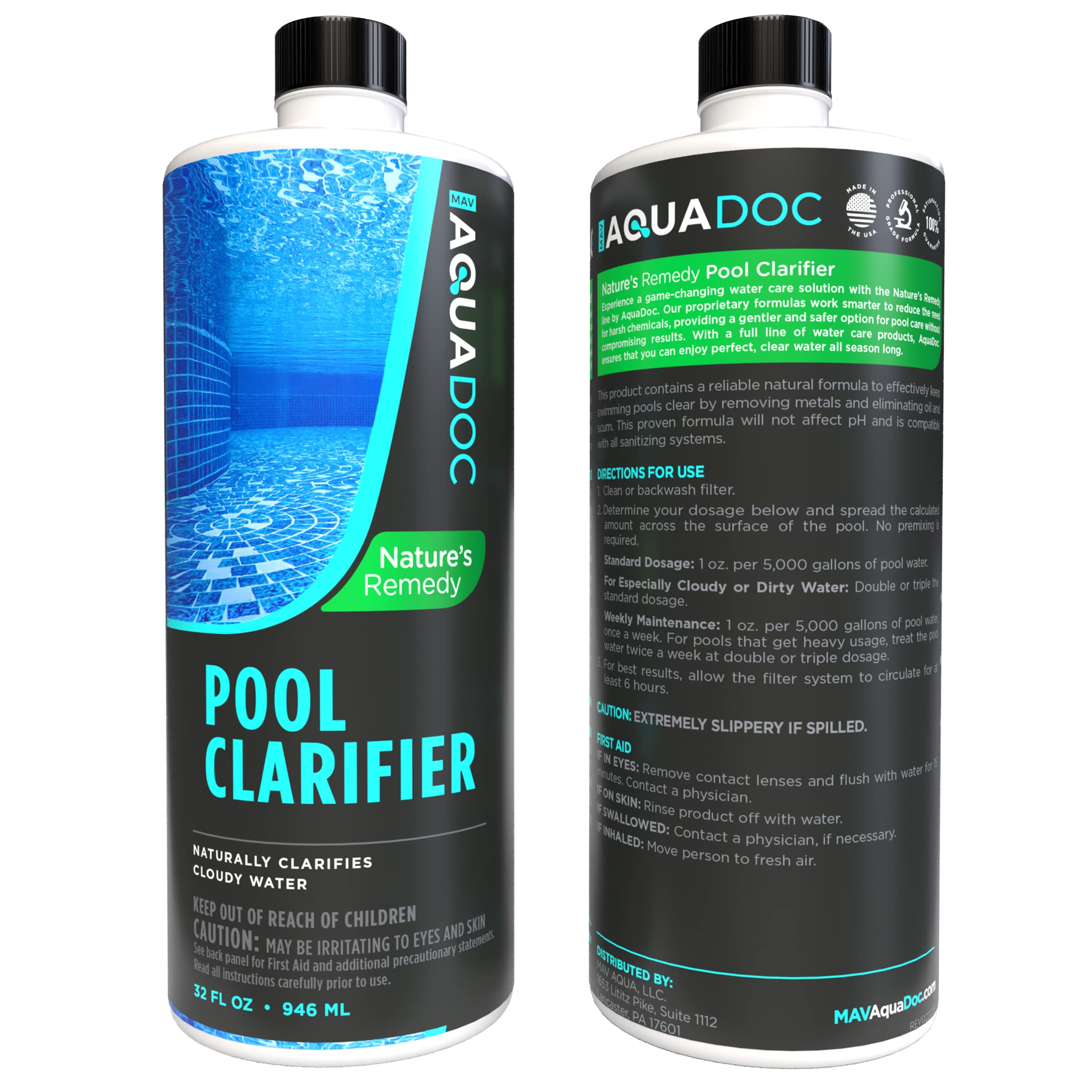 Sparkling pool water after MAV AquaDoc treatment