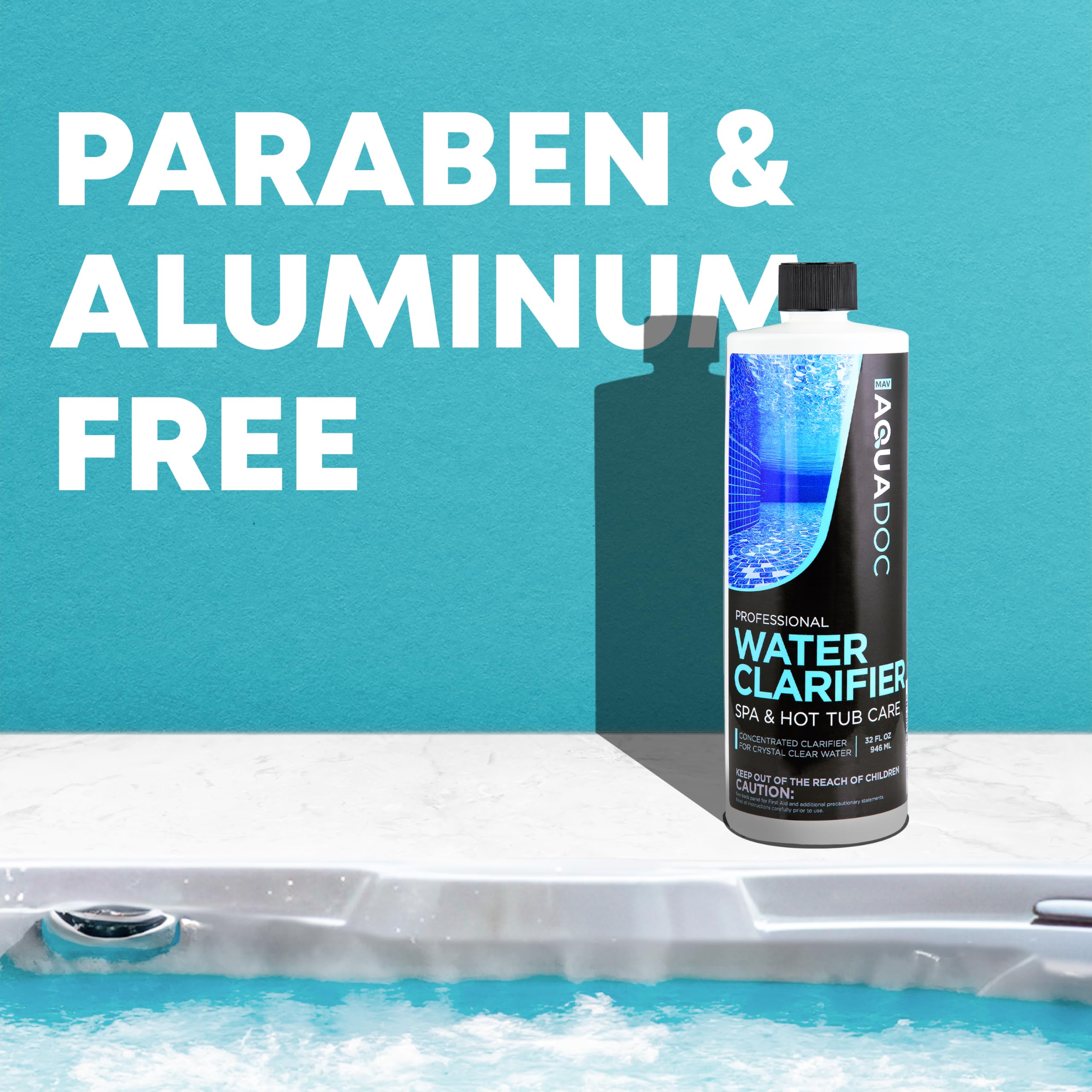 MAV AquaDoc spa water after treatment shows sparkling clarity
