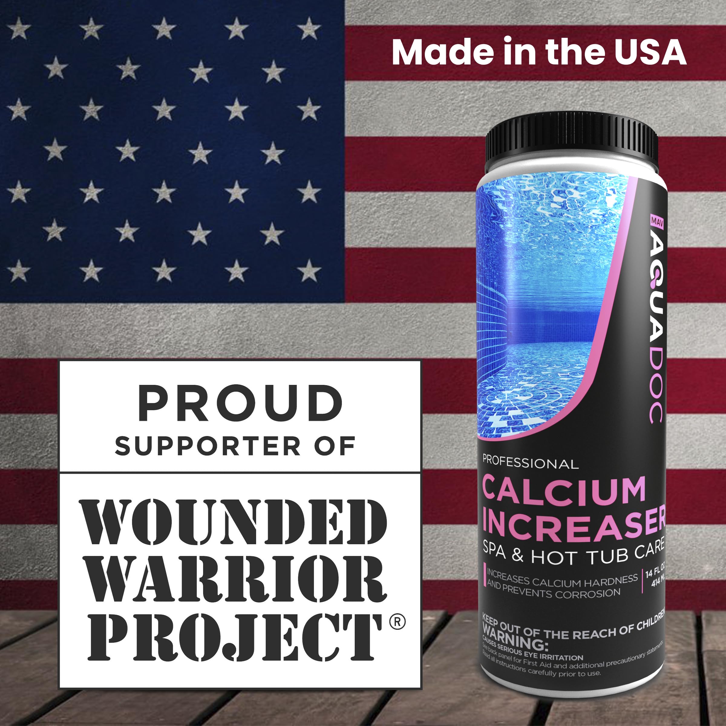 MAV AquaDoc test strip shows calcium balance and maintenance reminder.