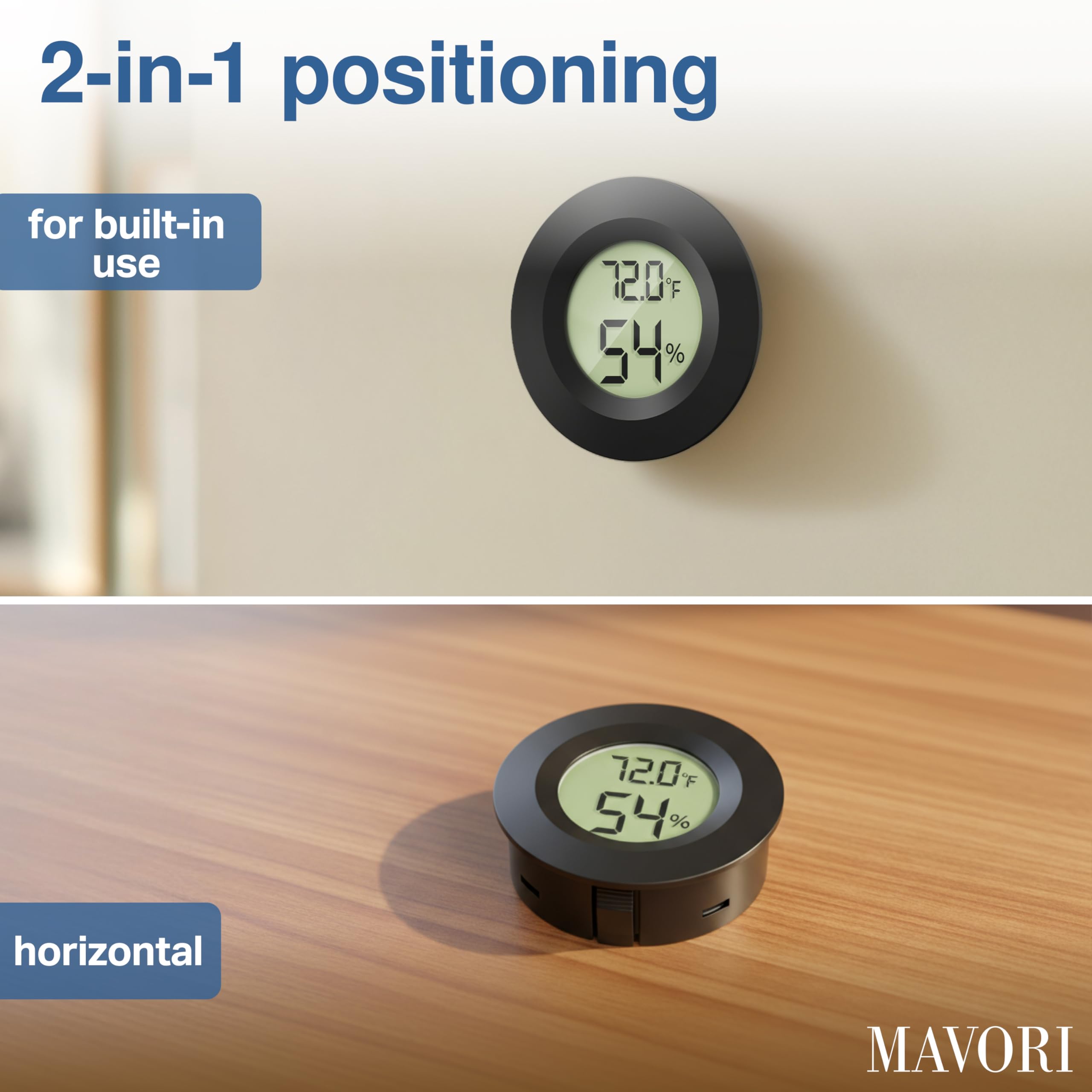 MAVORI compact portable hygrometer ideal for travel and small spaces