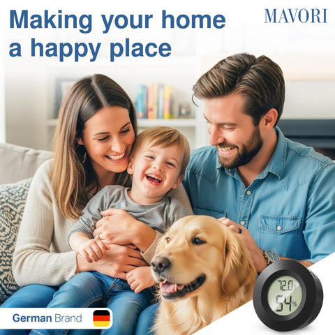 MAVORI quick-readout hygrometer with simple Fahrenheit/Celsius switch