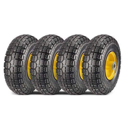 MaxAuto 10 inch solid rubber tire side view showing puncture-free reliability