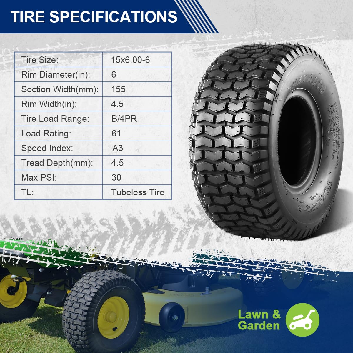 MaxAuto 15x6.00-6 set of 2 packaging for easy replacement.