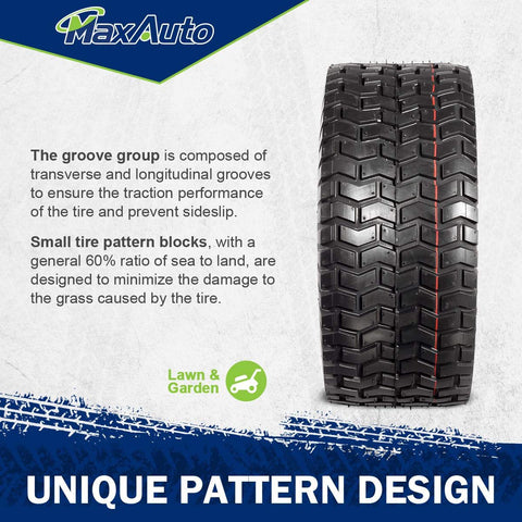 MaxAuto 15x6.00-6 compatibility for lawn mowers and garden tractors.