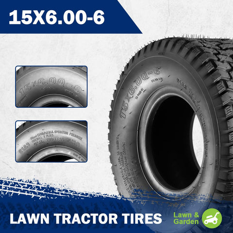 MaxAuto 15x6.00-6 tread pattern enhances grip and ride comfort.