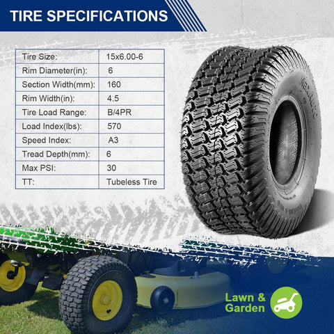 MaxAuto 4PR tire construction emphasizes durability for mowing sessions