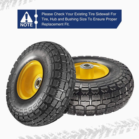 MaxAuto assembled wheel and tire on garden cart ready for replacement