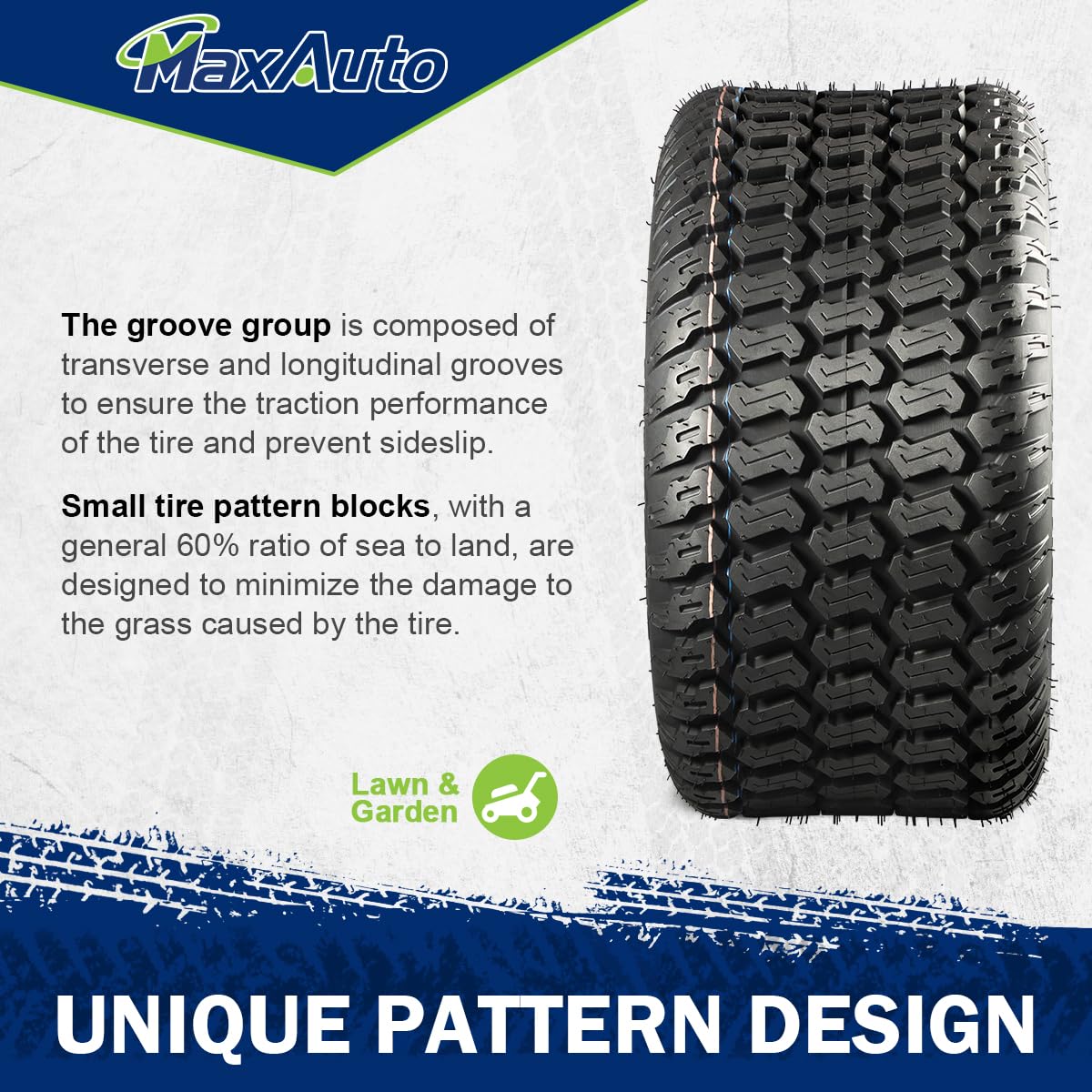 MaxAuto deep tread design boosts puncture resistance and longer tire life.