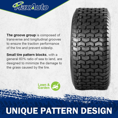 MaxAuto heavy-duty 4-ply 16x6.50-8 supports steady lawn tasks.