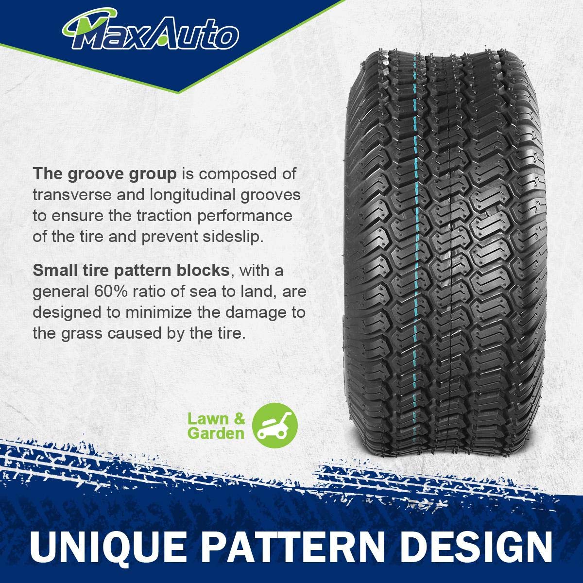 MaxAuto tire with 570 lbs load capacity suitable for riding mowers