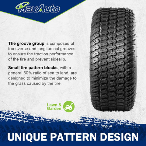 MaxAuto Turf Saver 18x6.50-8 demonstrates compatibility with lawn equipment