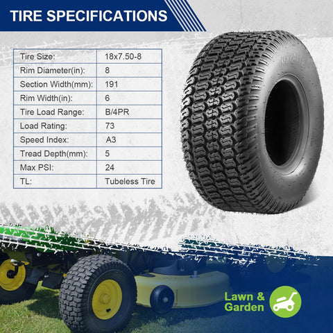 MaxAuto Turf Saver 18X7.50-8 on grass demonstrates lawn protection