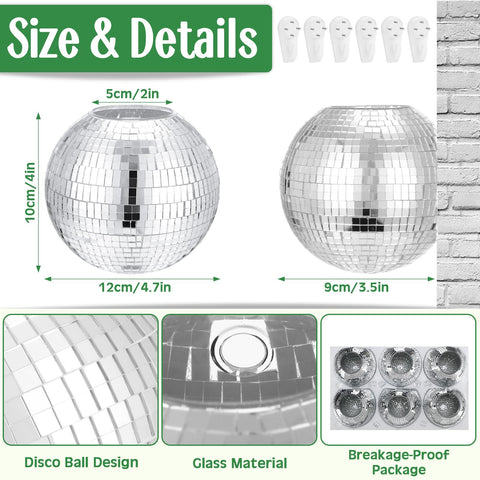 Maxcheck disco ball planter wall hanging close-up showcases mirrored facets for a chic entryway