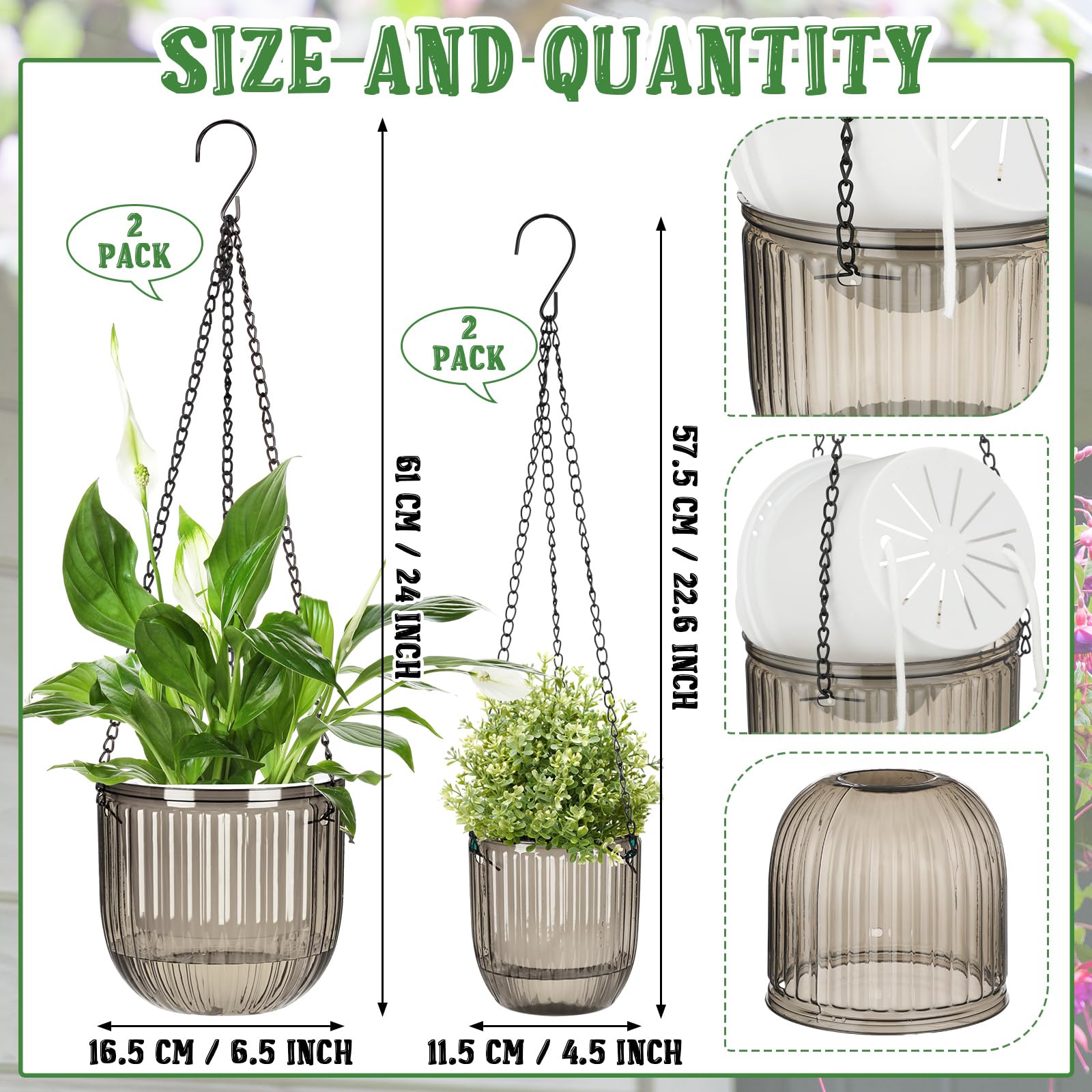 Maxcheck self-watering planter water-level window eases moisture monitoring for indoors.