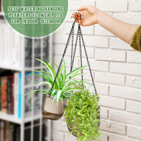 Maxcheck 6.5-inch gray planter with transparent reservoir supports easy care.