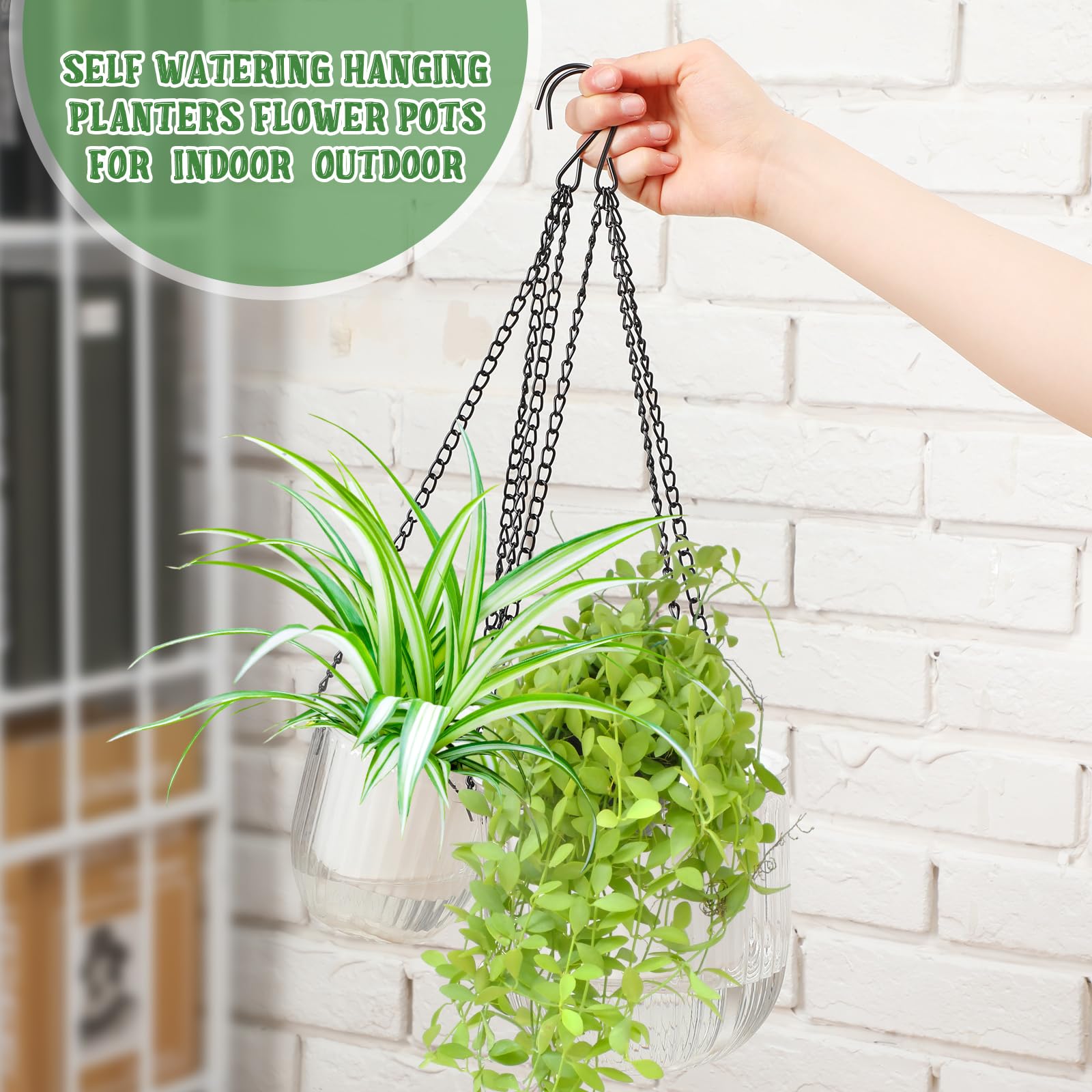 Maxcheck self-watering hanging pot 4.5-inch grey ready for indoor or outdoor display.