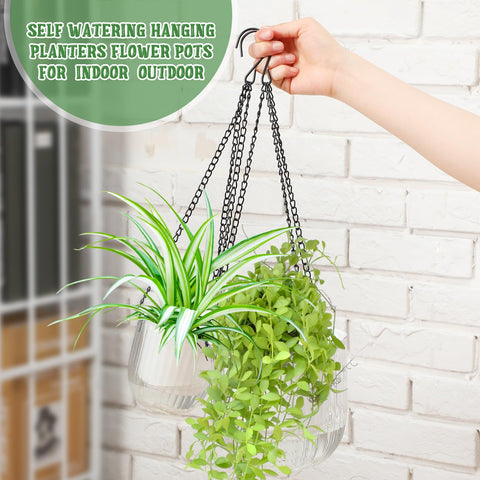 Maxcheck self-watering hanging pot 4.5-inch grey ready for indoor or outdoor display.