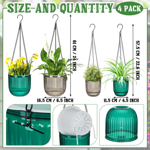 Maxcheck grey self-watering hanging pot, 4.5-inch compact planter for herbs and succulents.