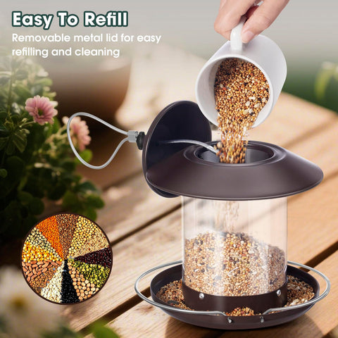 MAXDORIA clear-tube viewing to monitor seed levels while birds feed
