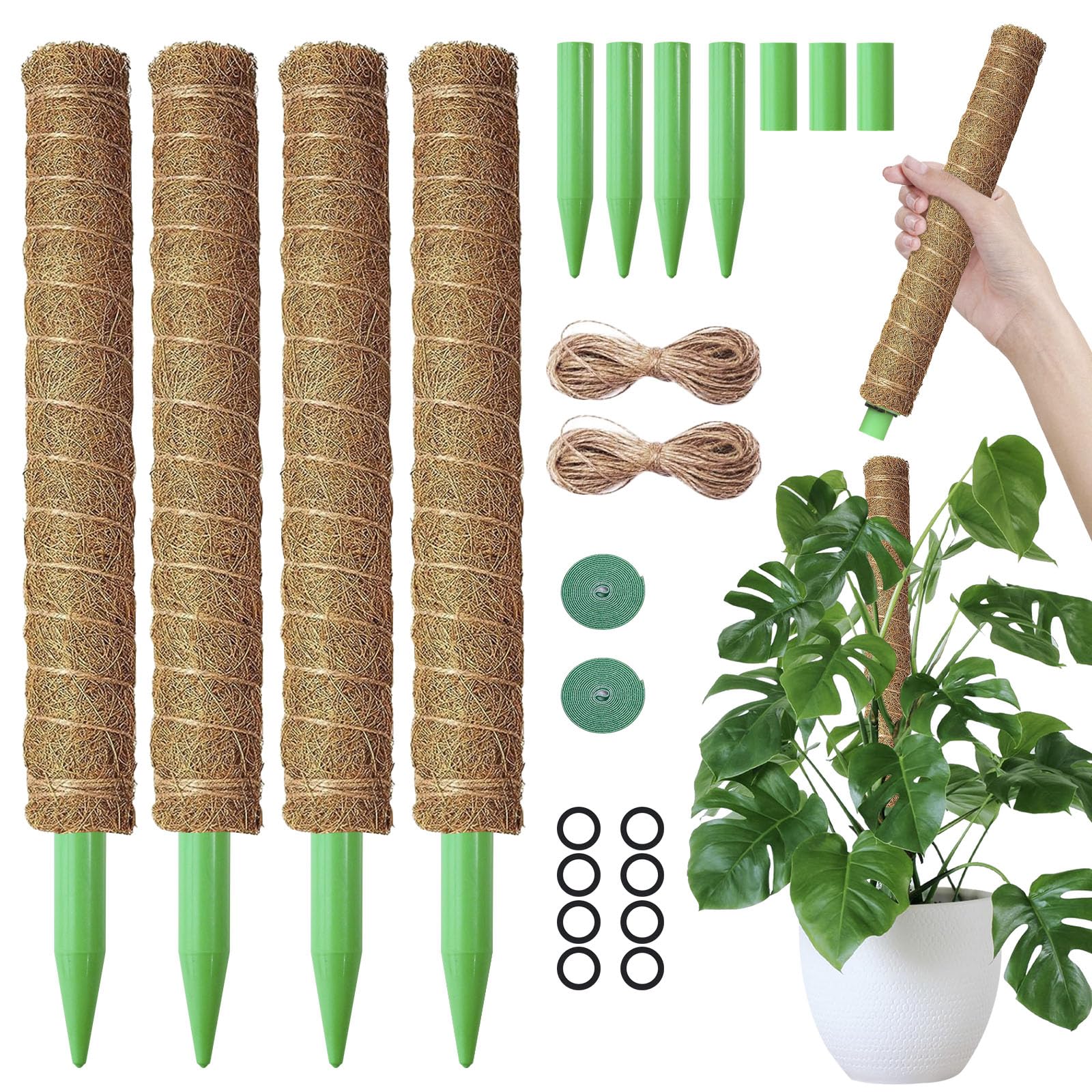 MAXDORIA moss pole stackable base for tall indoor plants offers solid support.