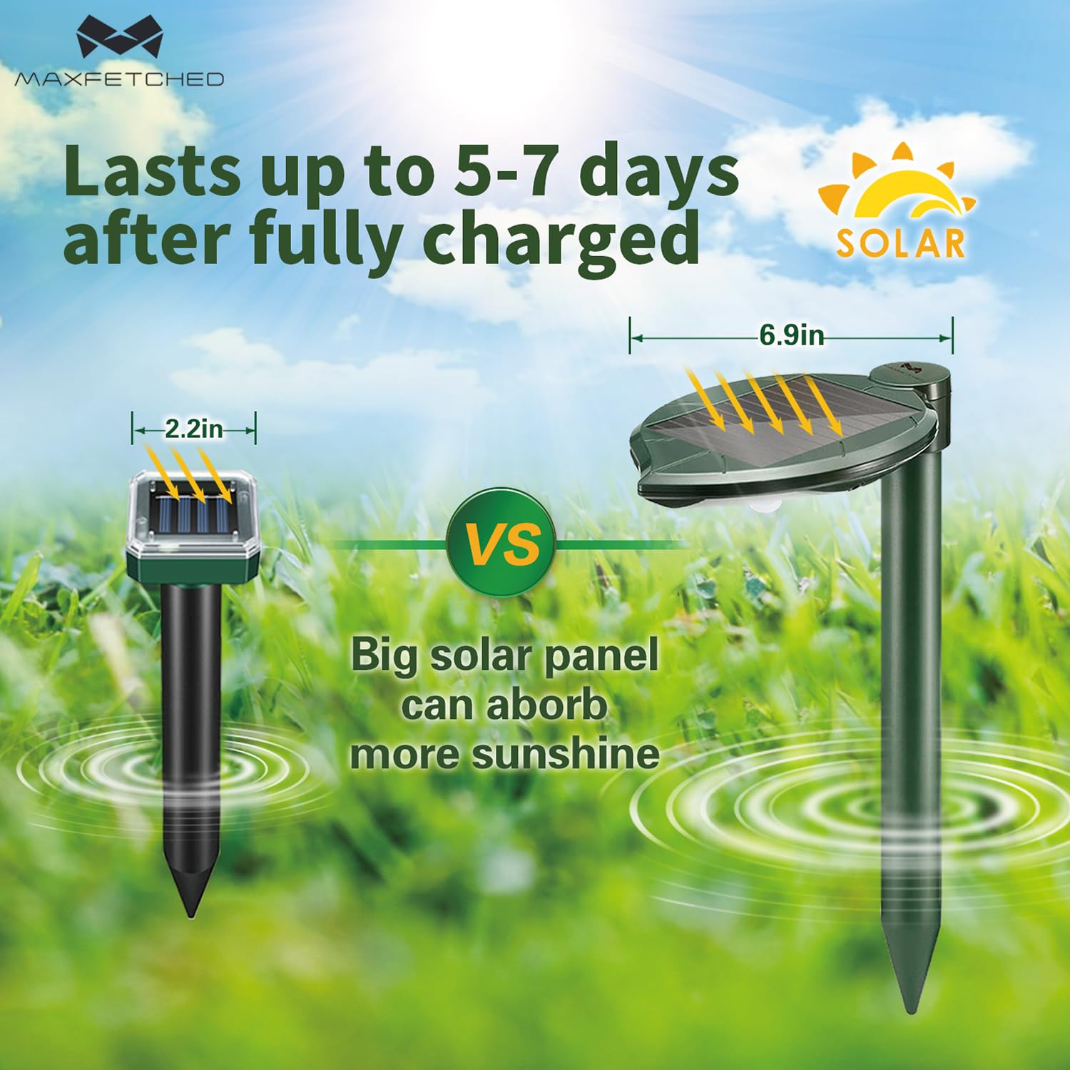 Maxfetched Garden Lamp LED Light provides ambient glow after dark while deterring pests.
