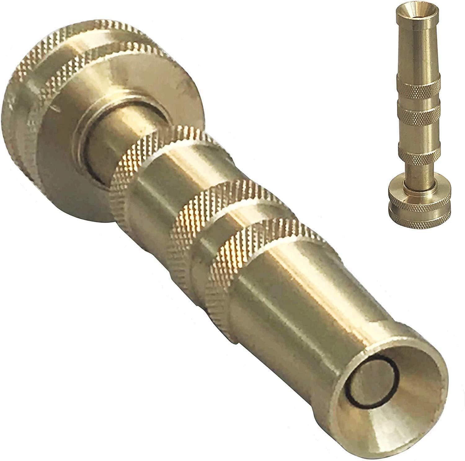 MAXFLO high-pressure brass nozzle with adjustable patterns for watering and cleaning tasks.