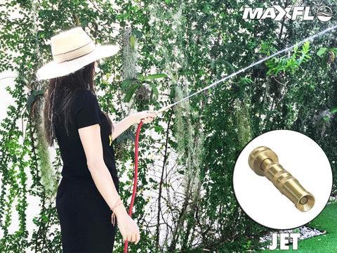 MAXFLO multi-use nozzle ideal for watering plants, washing cars, and cleaning surfaces.
