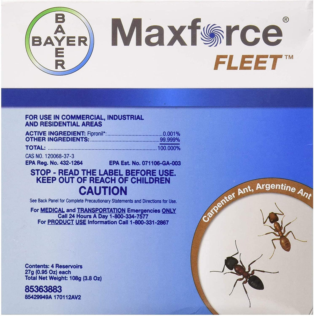 Maxforce Fleet Ant Bait Gel box ready for ant control in homes
