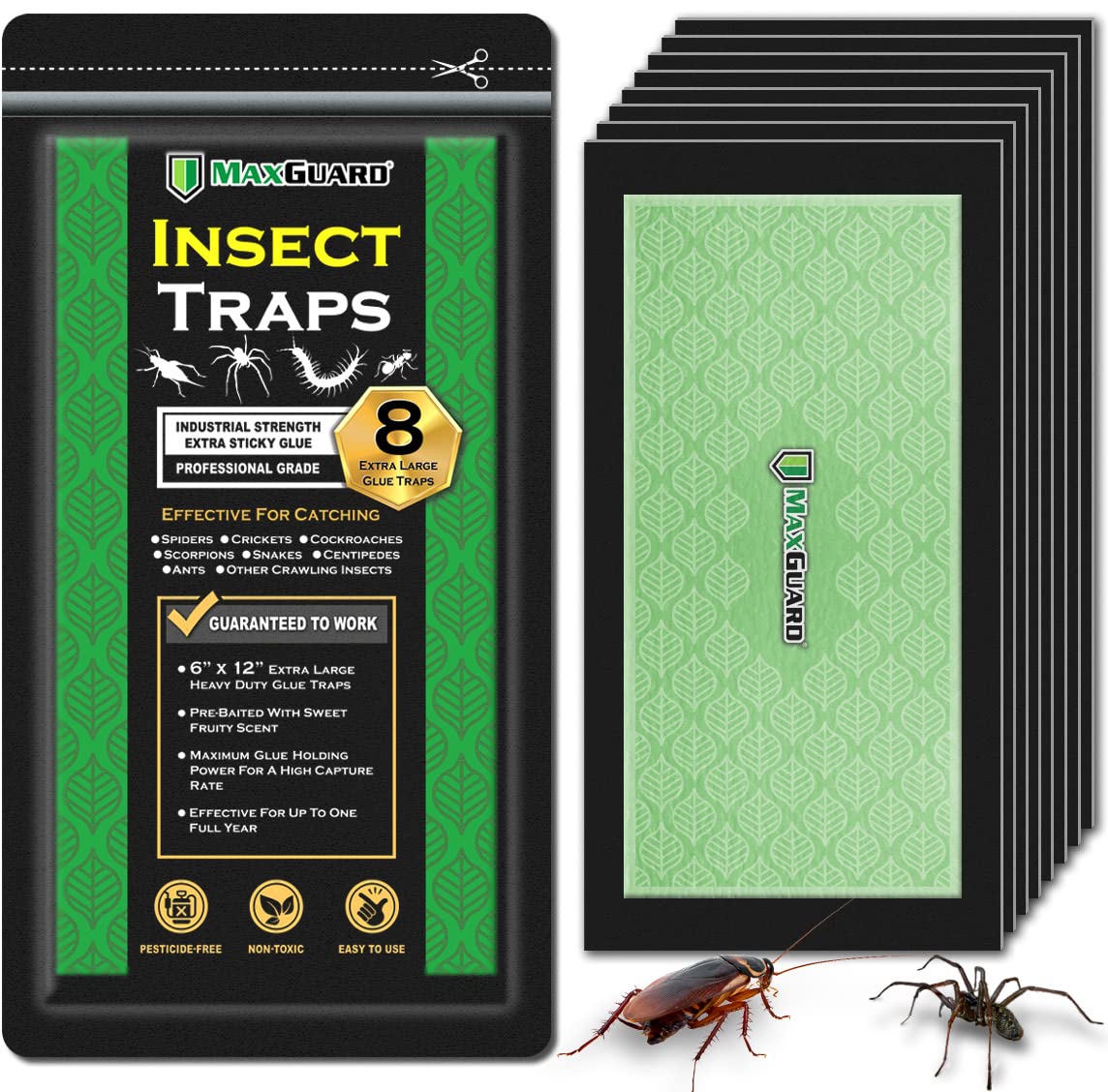 MaxGuard glue trap 8-pack in box, ready to install and reduce crawling insects.