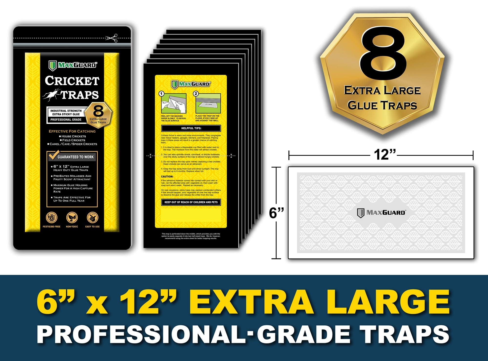 MaxGuard non-toxic adhesive traps offer safe, chemical-free cricket control inside homes.