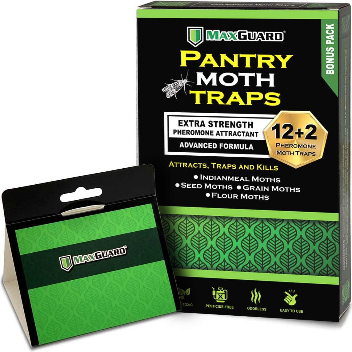 Maxguard pantry moth traps pack front protects dry goods in the kitchen