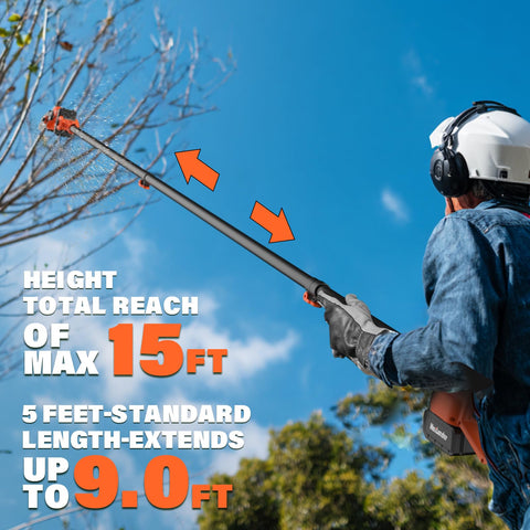 MAXLANDER 135-degree head rotation for flexible pruning angles.