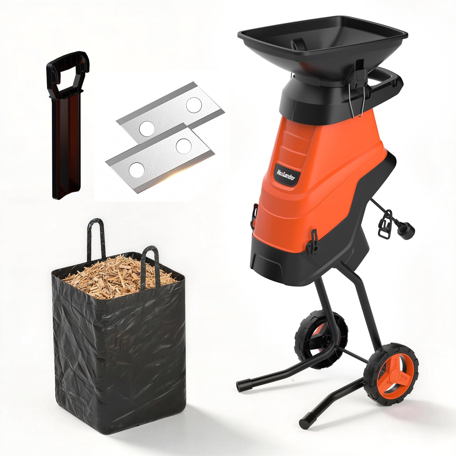 MAXLANDER 15-Amp chipper front view for efficient yard cleanup