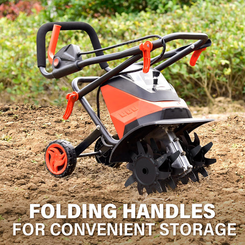 MAXLANDER cordless tiller folding-handle design for compact storage
