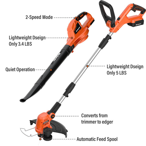 MAXLANDER dual 20V batteries with charger extend run time for longer sessions