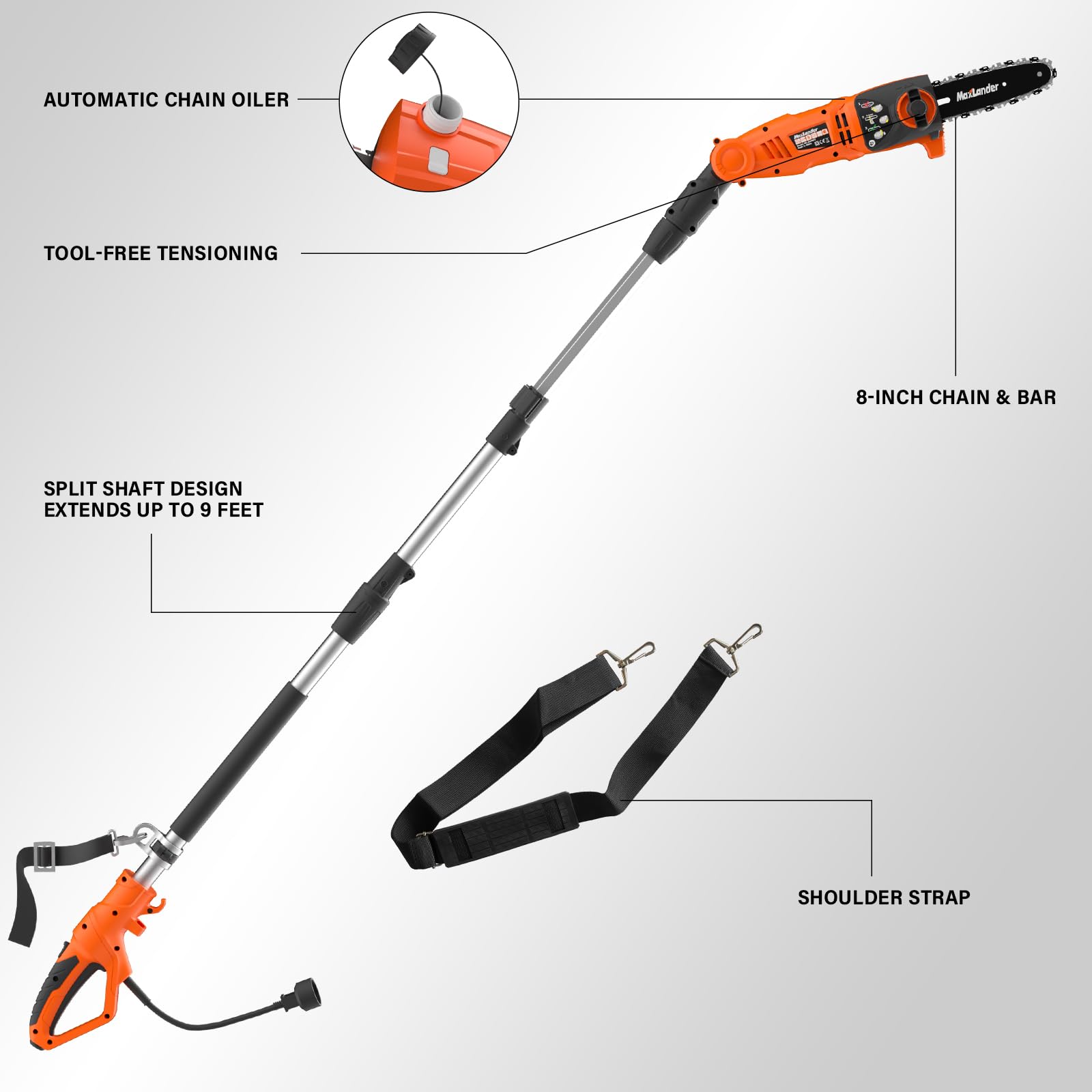MAXLANDER 8-Inch Electric Pole Saw ideal for easy, consistent tree trimming