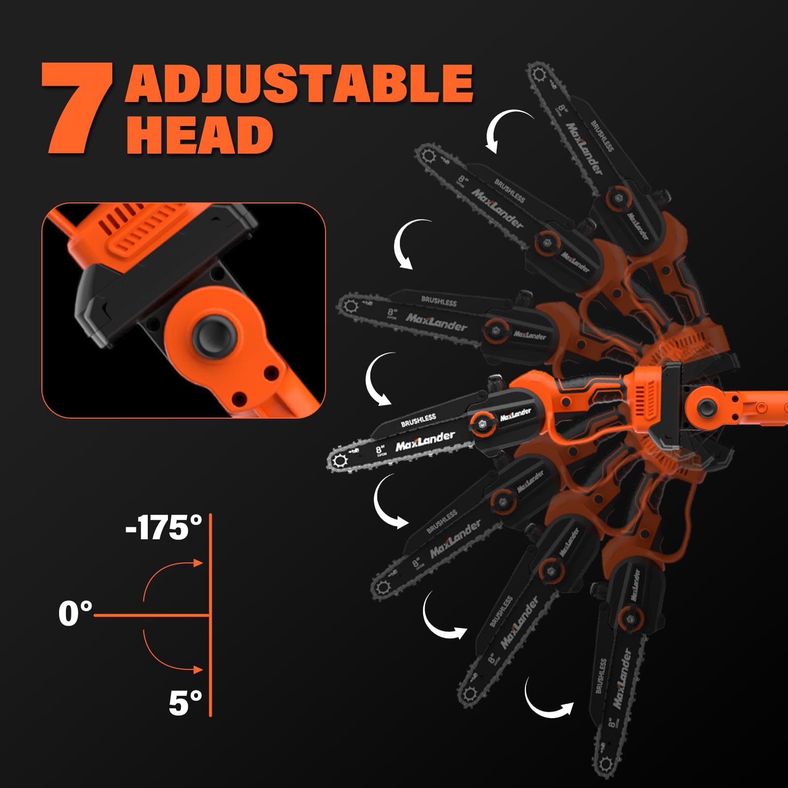 MAXLANDER high-reach branch pruning use case reducing ladder needs.