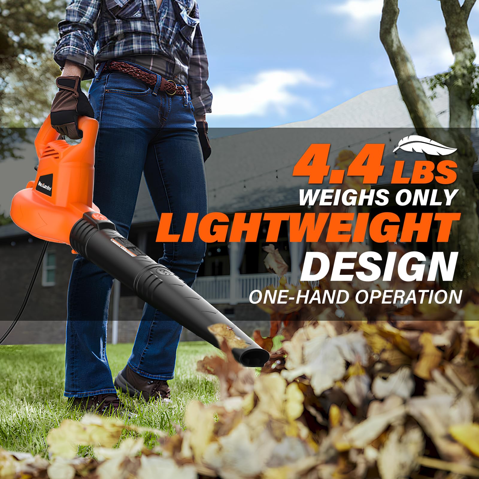 MAXLANDER leaf blower delivers up to 155 mph air speed