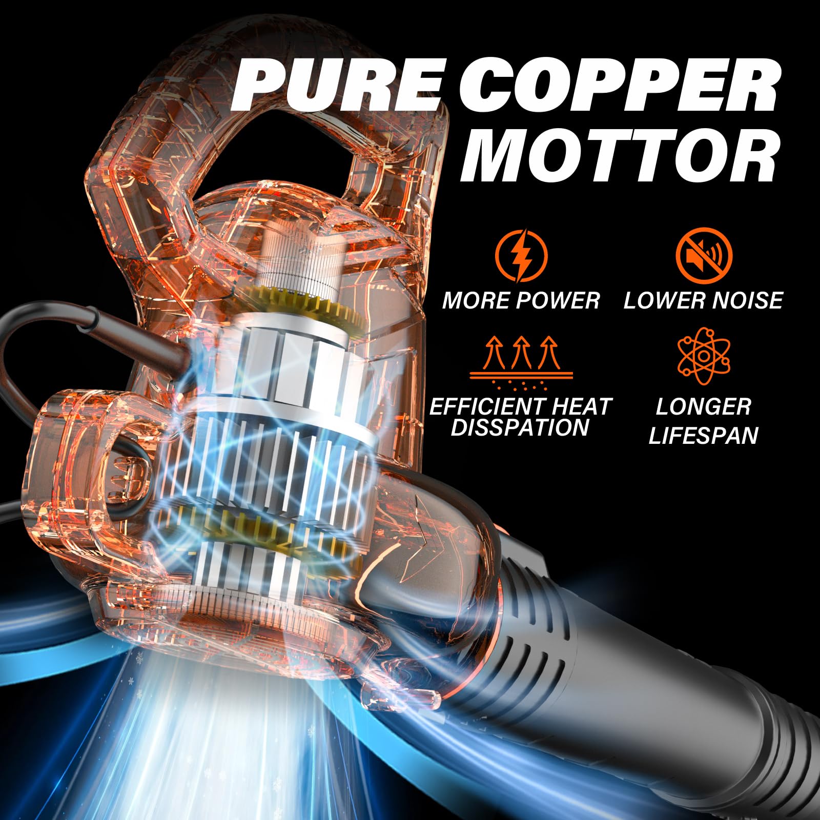 MAXLANDER leaf blower two-nozzle design for versatile debris control