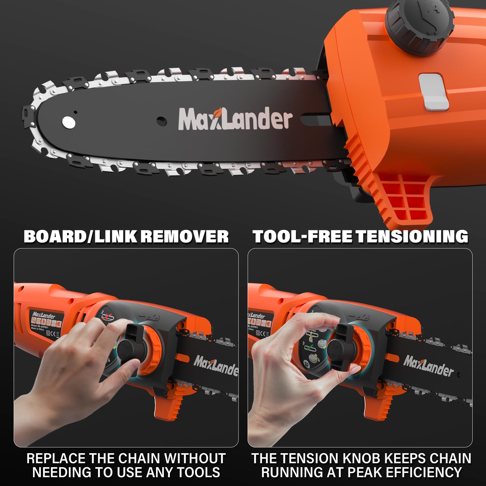 MAXLANDER safety lock and cable lock promote secure operation during trimming