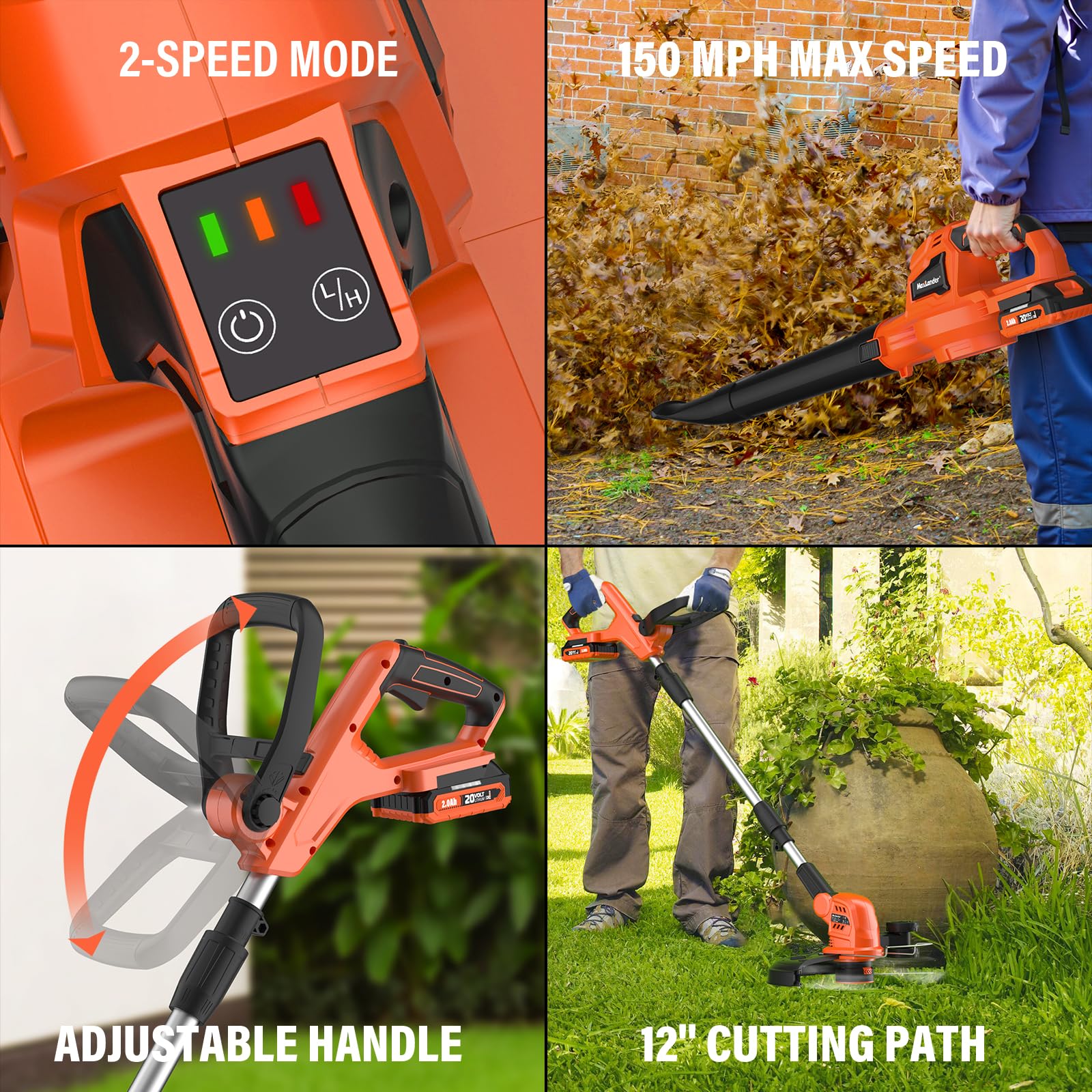 MAXLANDER turbo wind reaches up to 150 mph for fast debris clearing