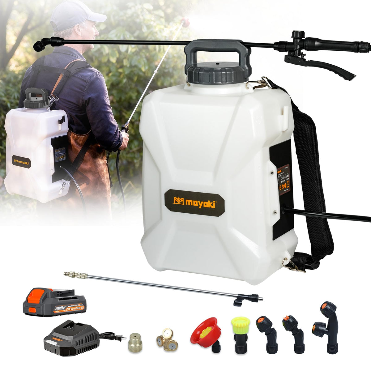 MaxMore 3Gallon backpack sprayer with battery for cordless lawn tasks