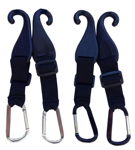 MAXOPS CJ Fence Hooks securing a baseball bag for quick access
