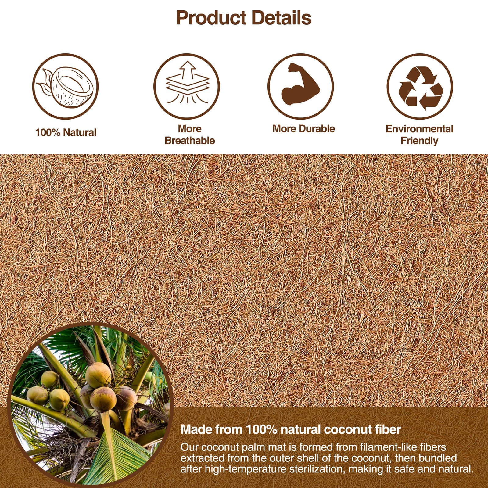 MAXPACE coconut coir liner used as snow mat with non-slip surface